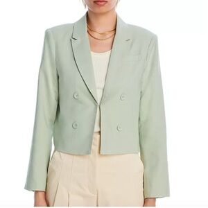 Aqua Mint Double-Breasted Linen Blend Blazer- XXL
